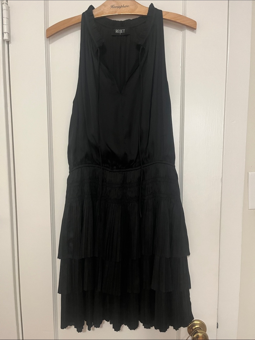 The Reset Black Tiered Halter Dress